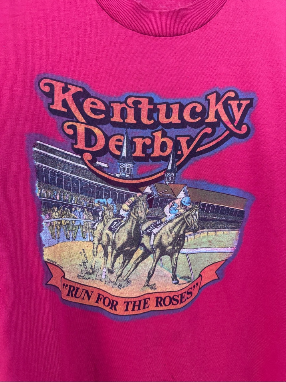 Vintage 1980s Kentucky Derby "Run for the Roses" red Graphic t shirt